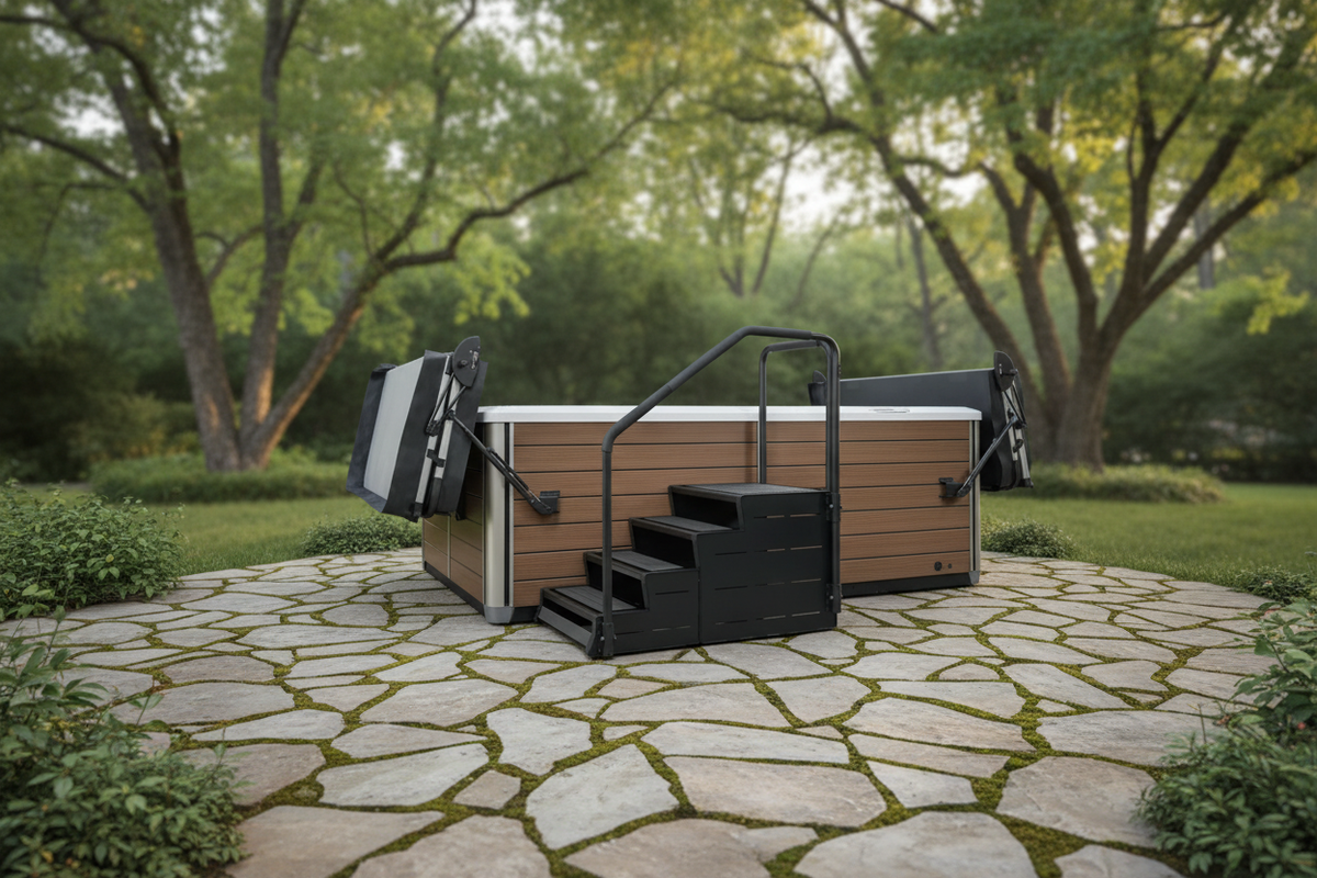 Hot Tub Steps & Safe Entry – Natural Backyard