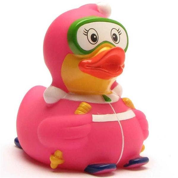 Pink ski bunny rubber duck