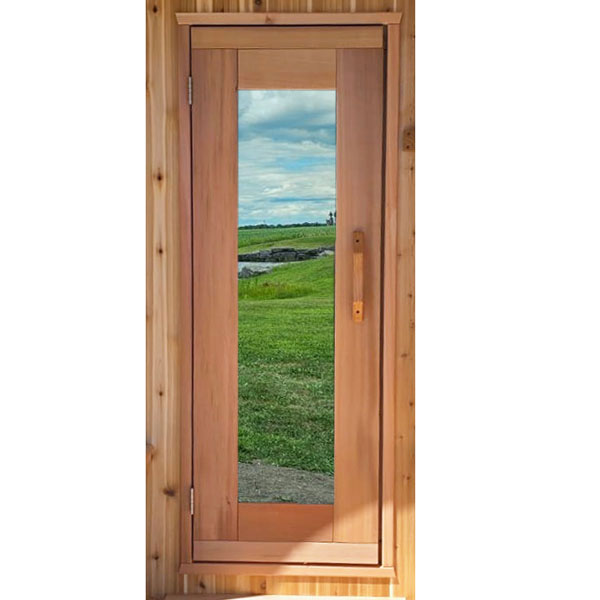 22-3/4"x64-3/4" Door in Frame - Clear Cedar with Full MIRROR Glass Dundalk Collection Saunas.