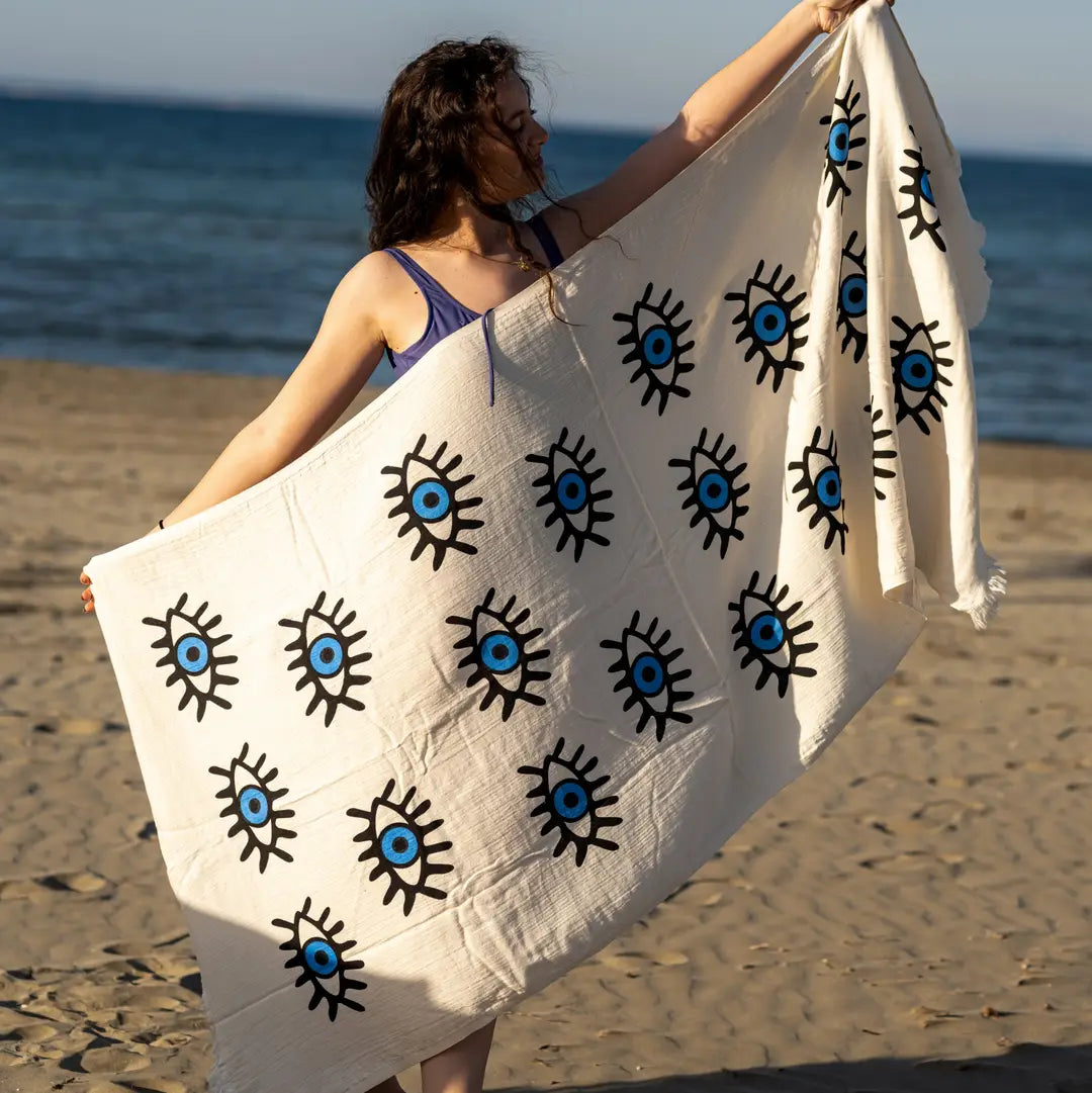 Aegean Evil Eye Collection | Turkish Luxury Bathrobe &amp; Towel