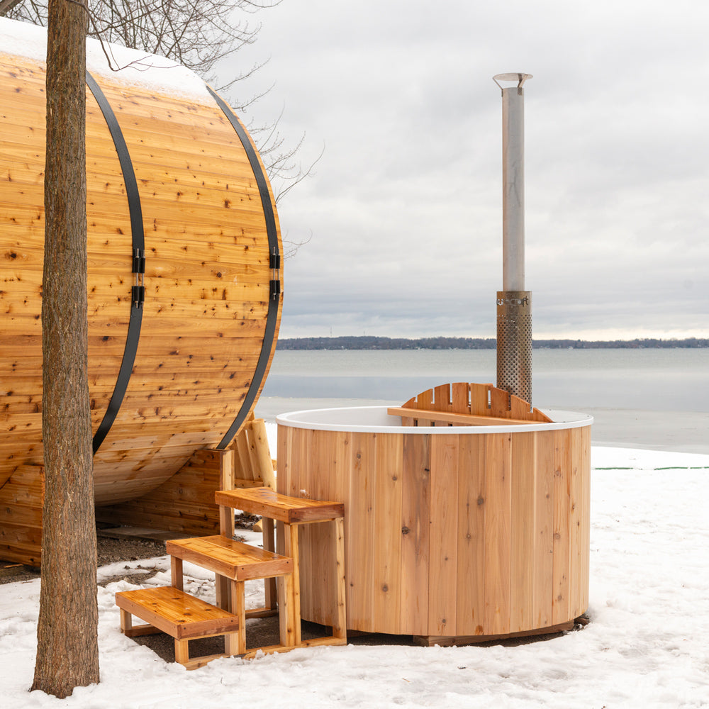 The Evolution Cedar Tub with Wood Burning Heater