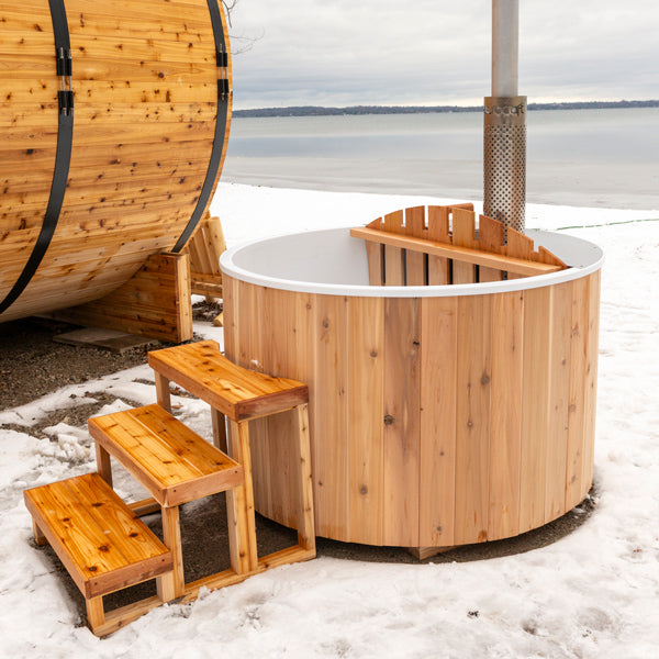 The Evolution Cedar Tub with Wood Burning Heater