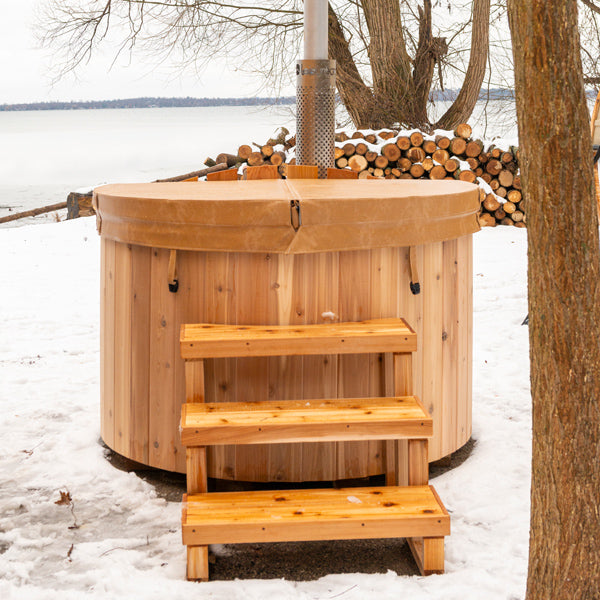 The Evolution Cedar Tub with Wood Burning Heater