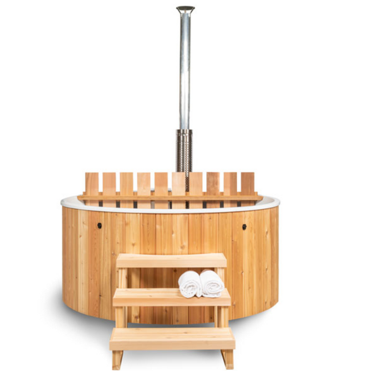 The Evolution Cedar Tub with Wood Burning Heater