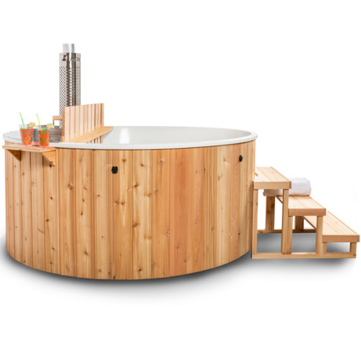 The Evolution Cedar Tub with Wood Burning Heater