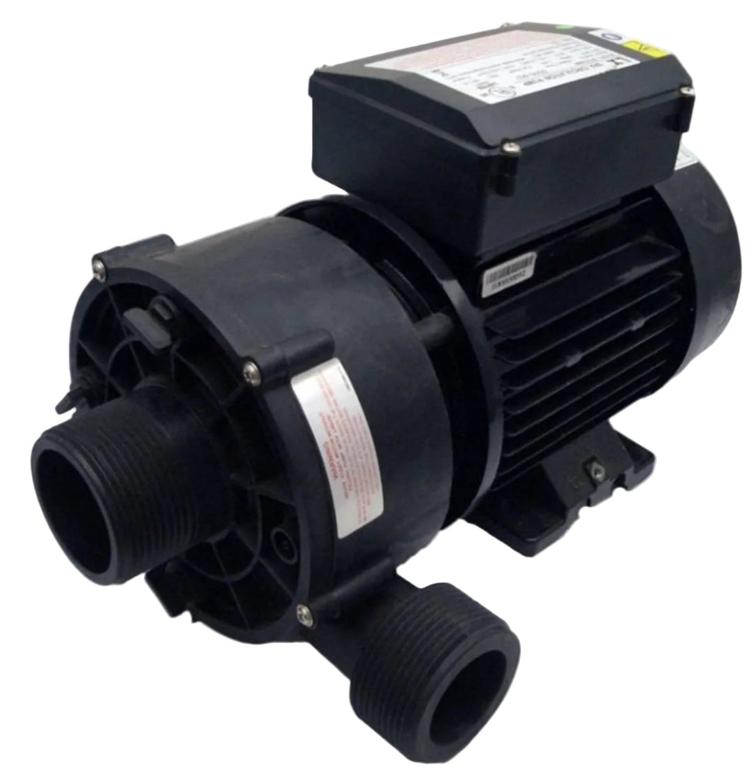Black pump with visible brand label on a white background