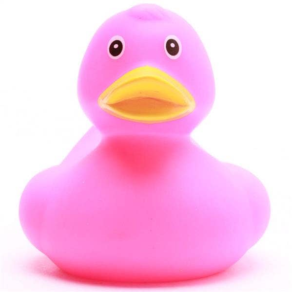 Pink rubber duck with a yellow beak