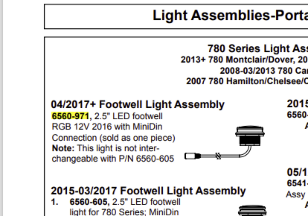 12V Footwell Light Assembly