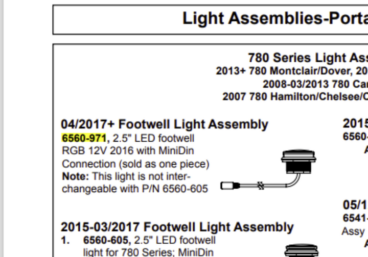 12V Footwell Light Assembly