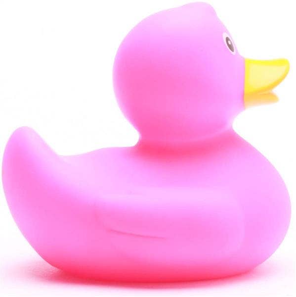 Pink rubber duck with a yellow beak