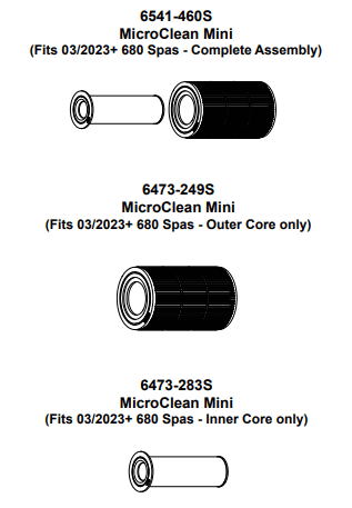 6541-460S Sundance® MicroClean Mini Filter Complete Assembly for 2023+ 680 Sundance Spas
