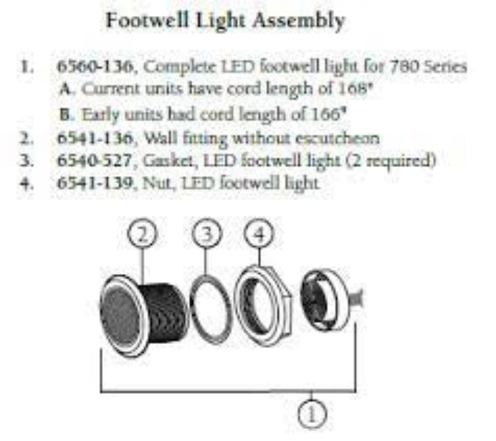 Wall Fitting: 780 Footwell Light without escutcheon