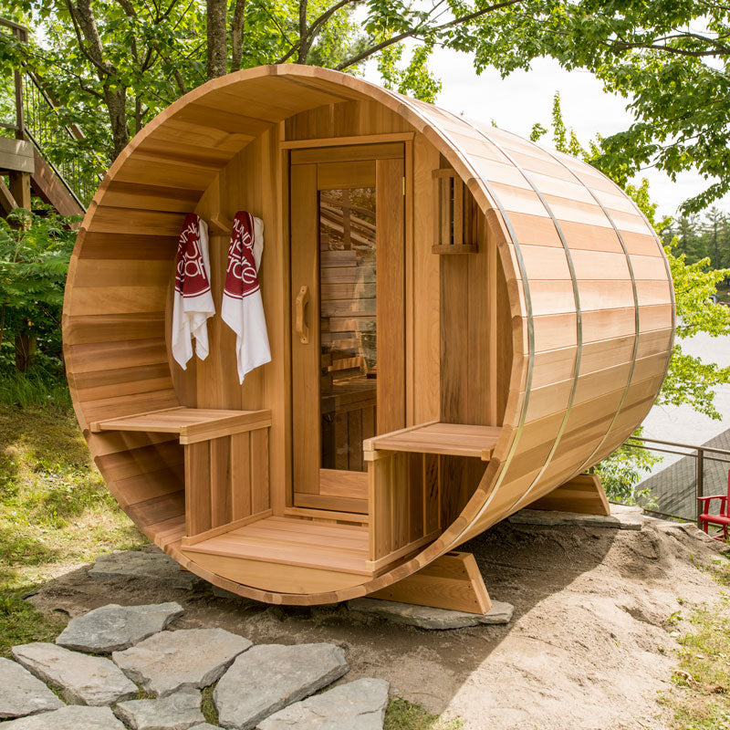 Panoramic Barrel Sauna with Porch
