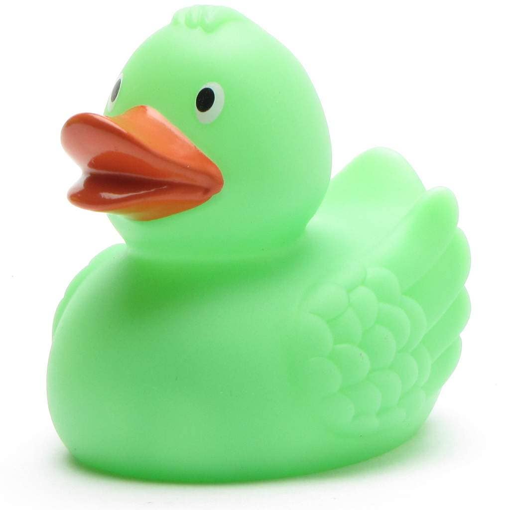 Magic rubber duck with UV color change - green to purple