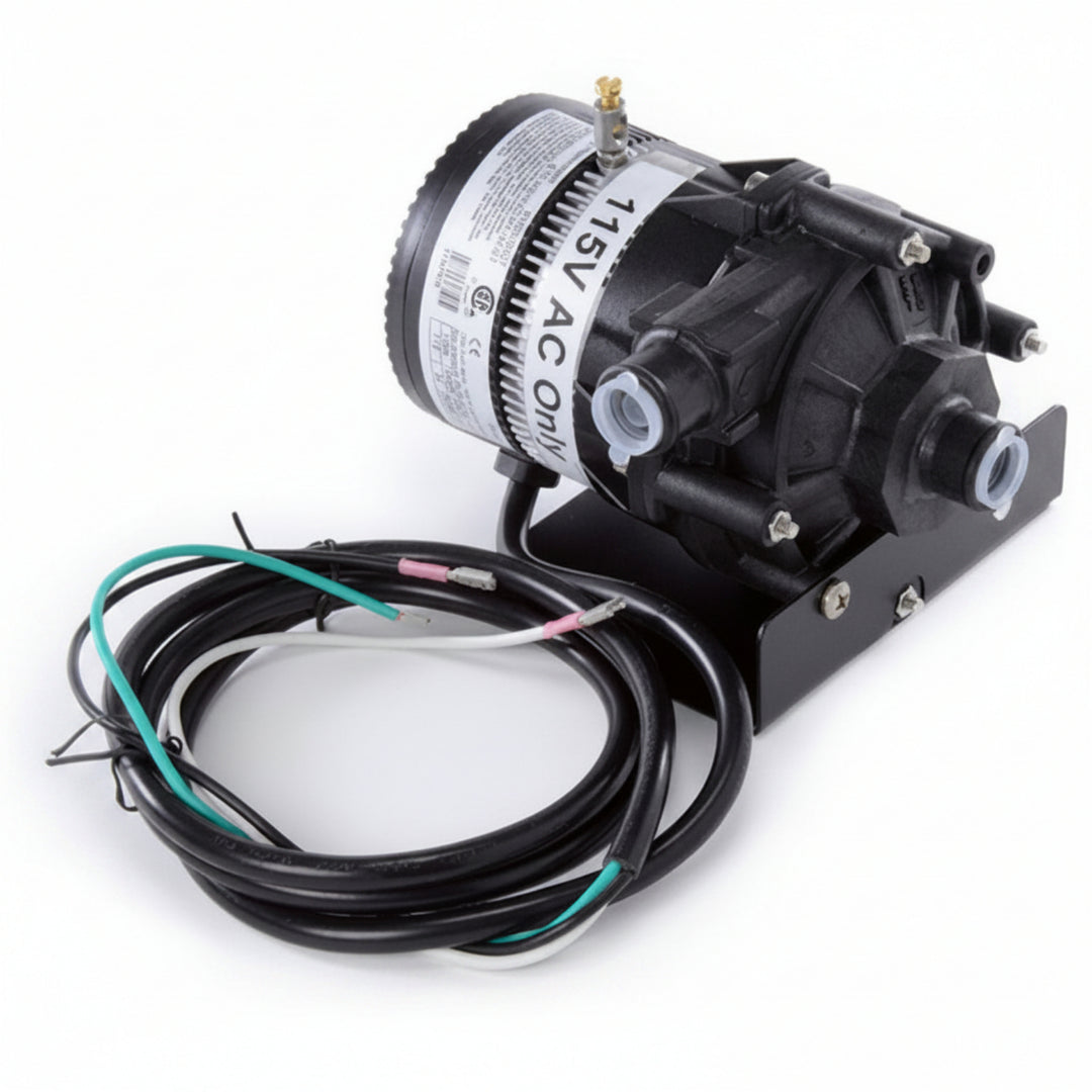 Black pump with wiring on a white background