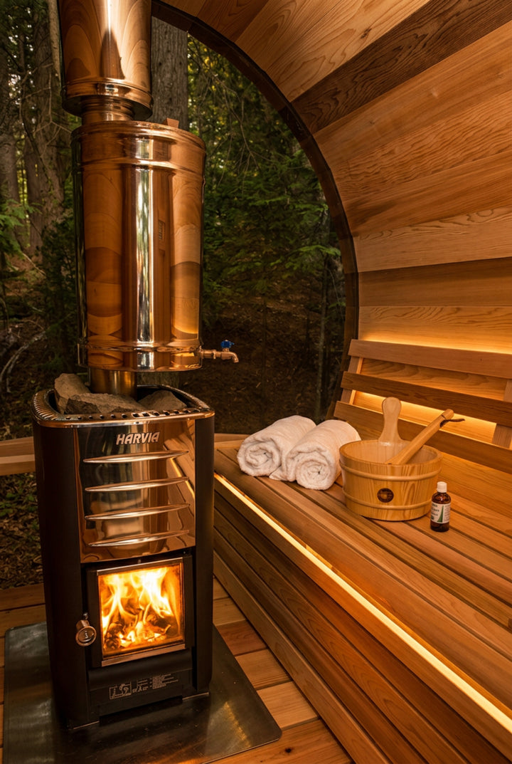 Chimney and Heat Shield Set for out the TOP with Water Tank (for Panoramic Window Barrel Saunas)
