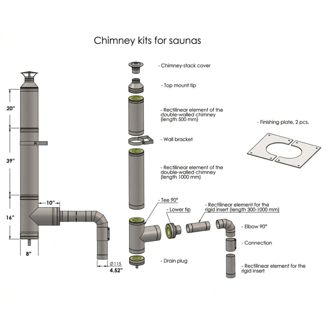 Chimney and Shields with Elbow for out the SIDE wall (use with HUUM Heater) leisurecraft