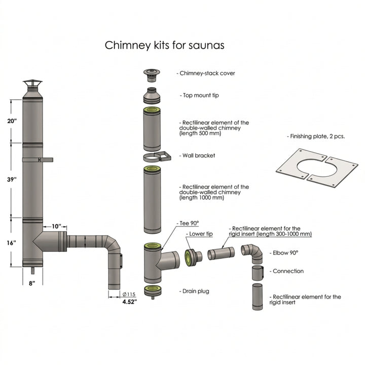 Chimney and Shields with Elbow for out the SIDE wall (use with HUUM Heater) leisurecraft