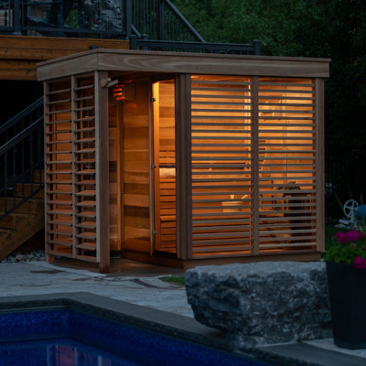 CU580D Outdoor Pure Cube Sauna - Clear Red Cedar