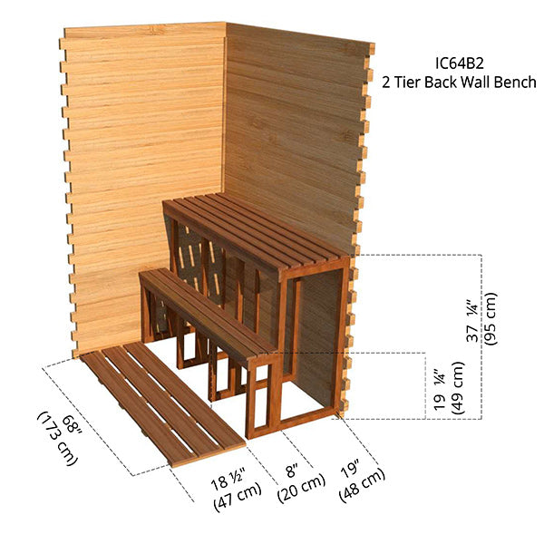 2 Tier Back Wall Benches 6x4 Cabin Sauna