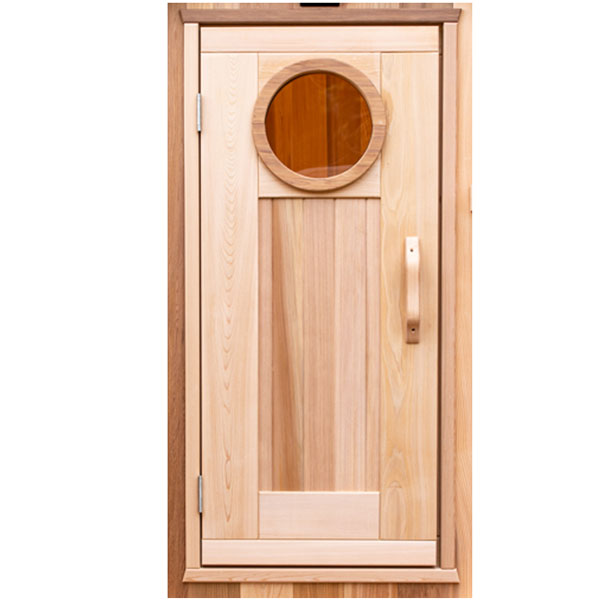 22-3/4"x64-3/4" Door in Frame - Clear Cedar with Round Glass For Dundalk Collection Saunas