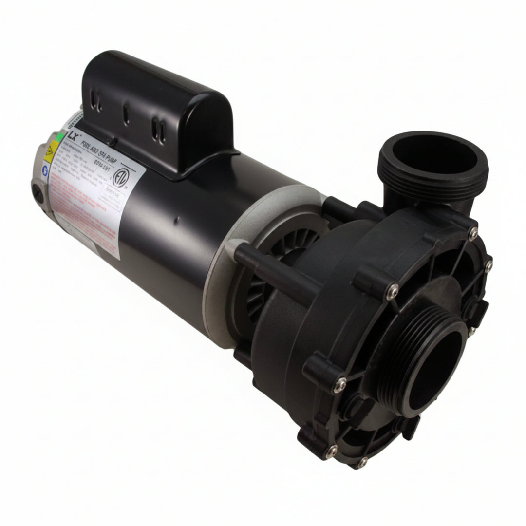 Black pump with visible branding on a white background