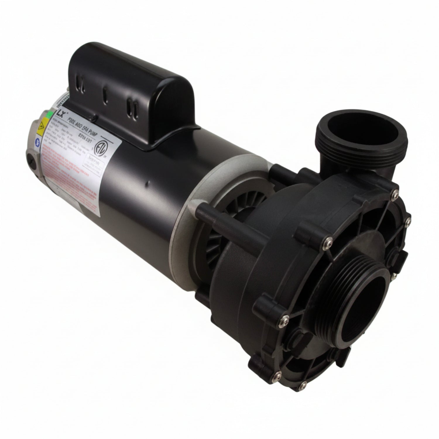 Black pump with visible branding on a white background