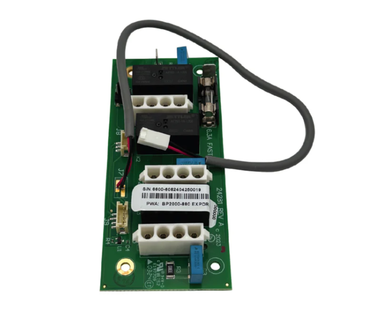 Electronic circuit board with connectors and wires on a white background. Sundance® / Jacuzzi® BP2000‑880 EXPDR Daughter Board – 2‑ & 3‑Pump Expansion Module (2024+) Part #6600‑608