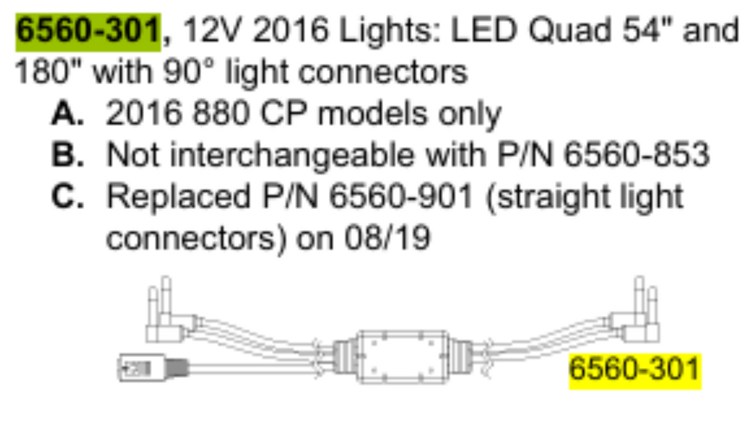 2016-2024 880 quad pin LED 54" and 180"