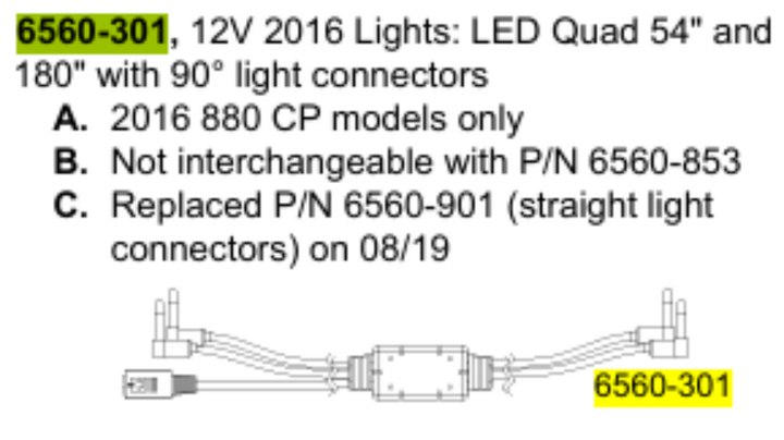 2016-2024 880 quad pin LED 54" and 180"
