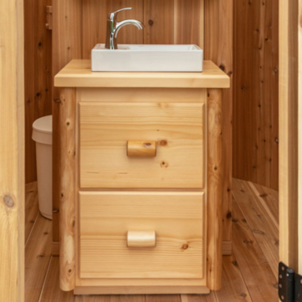 2 Drawer Glamping Vanity with a Clear Coat Finish