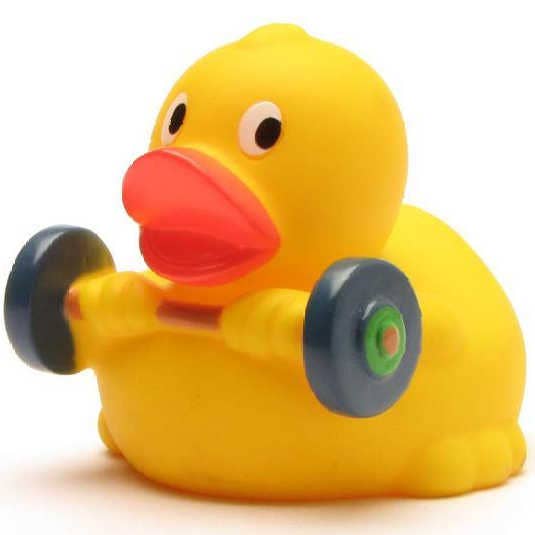 Rubber duck weightlifter