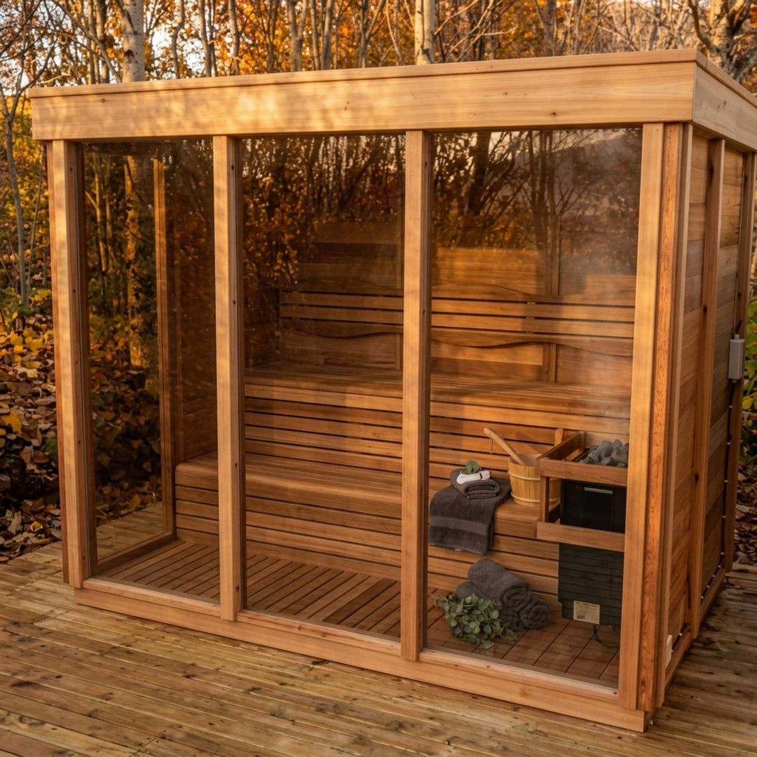 CU580 Outdoor Pure Cube Sauna - Clear Red Cedar